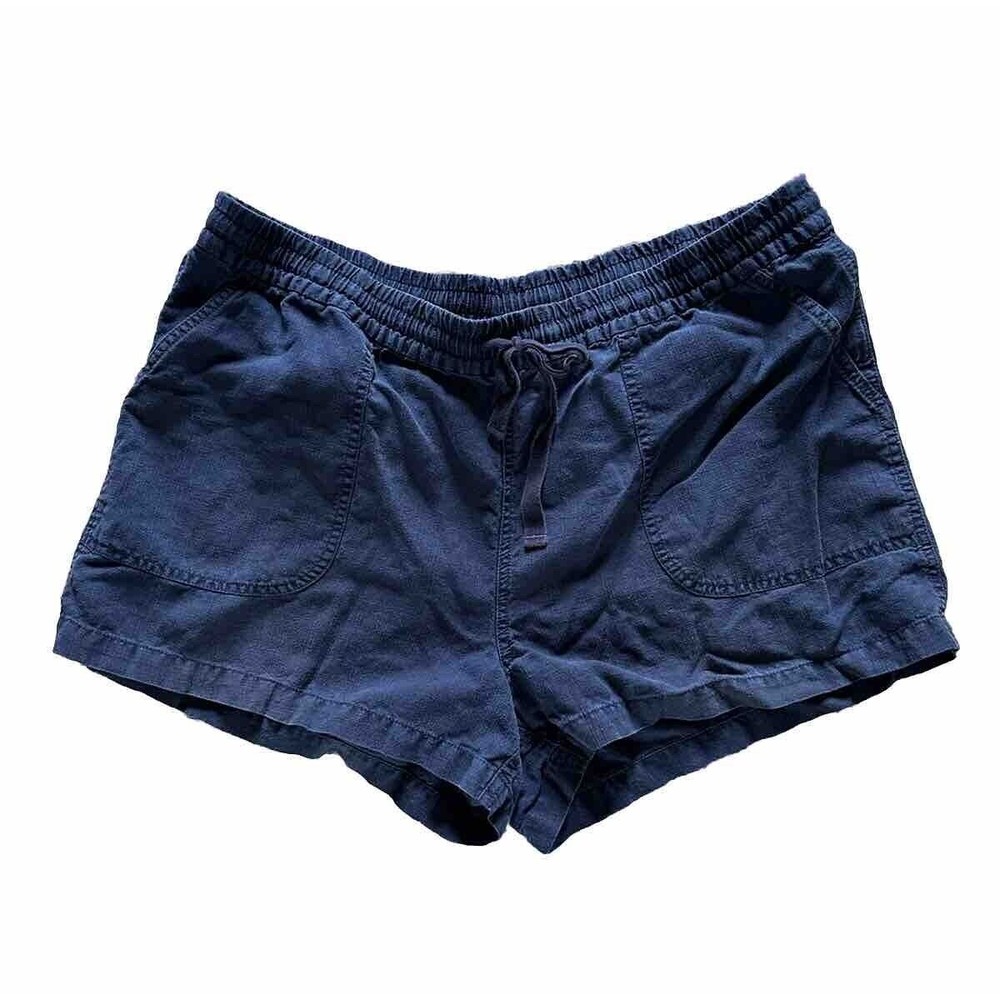 J.Crew Navy Linen Adjustable High Waisted Drawstring Shorts Size XL